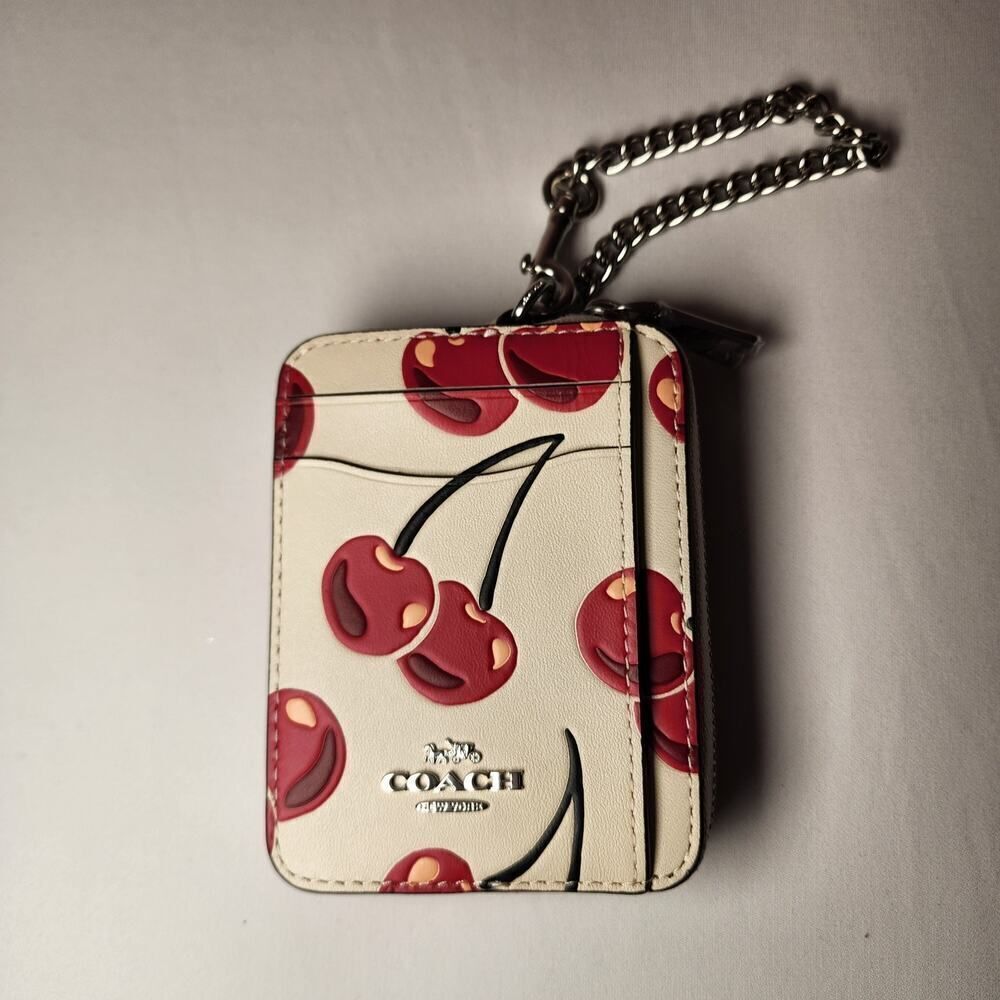 NWT Coach CZ761 Zip Card Case With Cherry Print - Picture 3 of 4